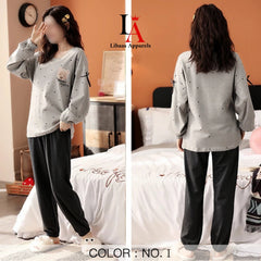 Gray Bear Printed Night Suit
