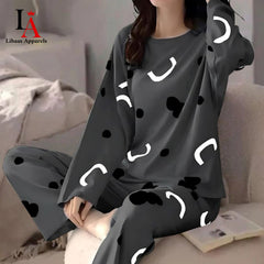 Charcoal Pattern Printed Night Suit