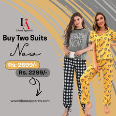 Pack Of Two Printed Pajama Night Suit Set 2