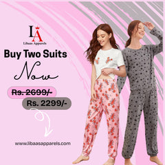 Pack Of Two Printed Pajama Night Suit Set 15