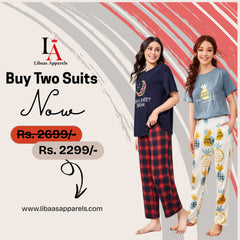 Pack Of Two Printed Pajama Night Suit Set 13