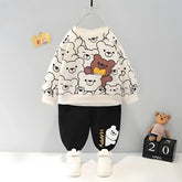 White Baby Panda Printed Sweatshirt and Trouser for Kids