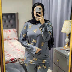 Gray Cozy Bear Huge with Round neck Night Suit