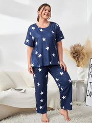 Blue Midnight Star Printed Night Suit