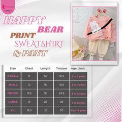 Happy Bear Printed Pink Sweatshirt and Trouser for Kids