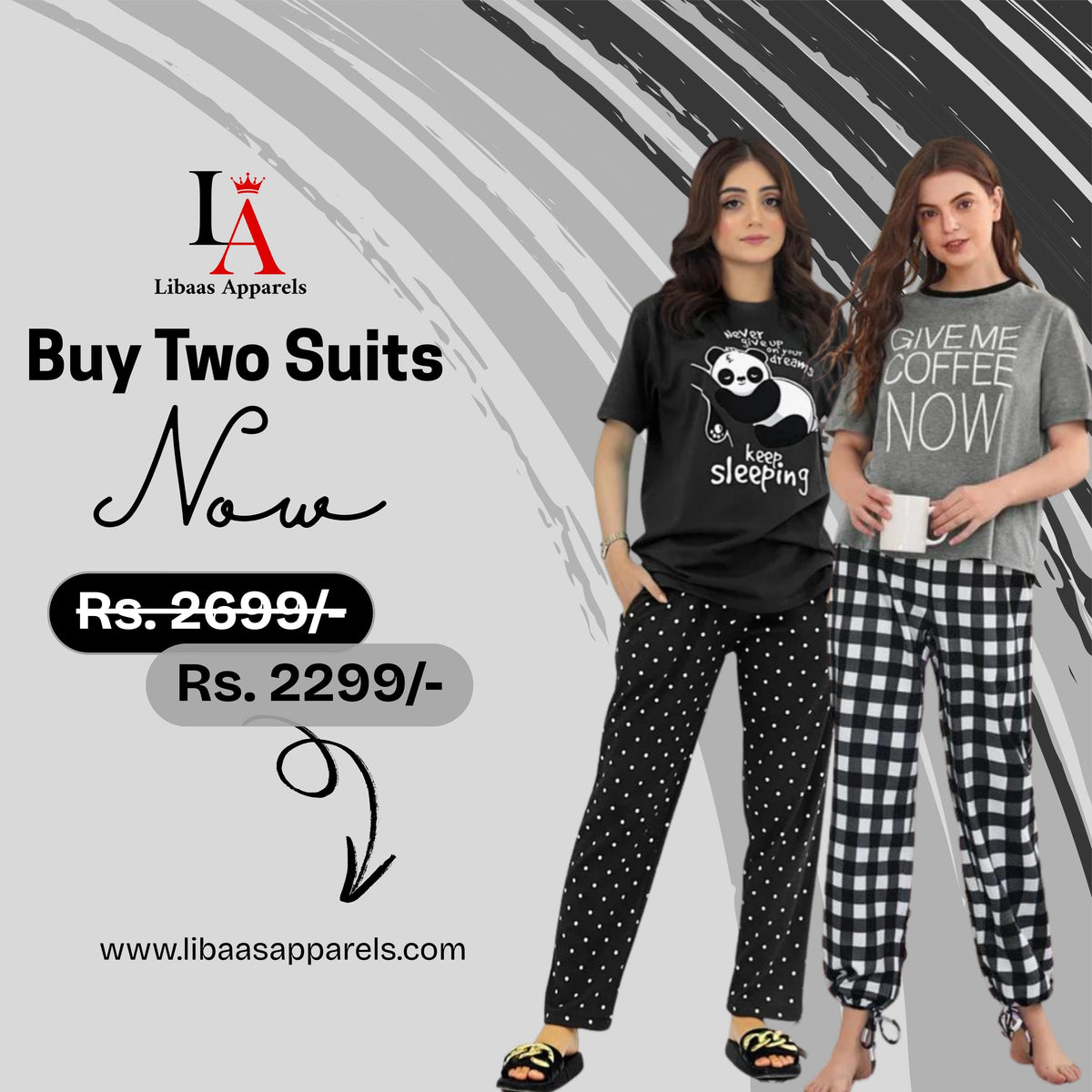 Pack Of Two Printed Pajama Night Suit Set 8