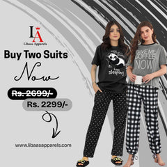 Pack Of Two Printed Pajama Night Suit Set 8