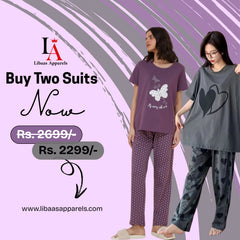 Pack Of Two Printed Pajama Night Suit Set 3