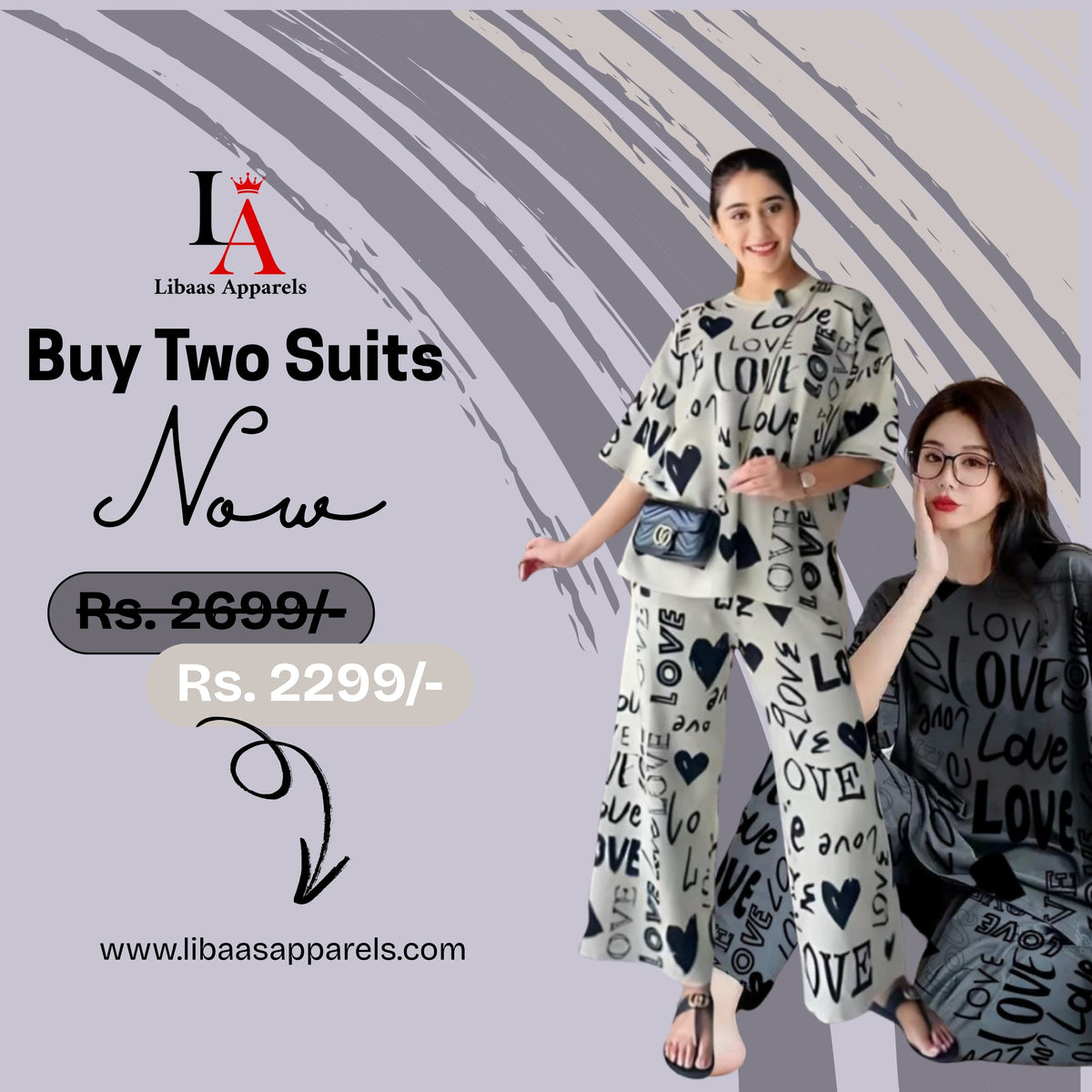 Pack Of Two Printed Pajama Night Suit Set 19