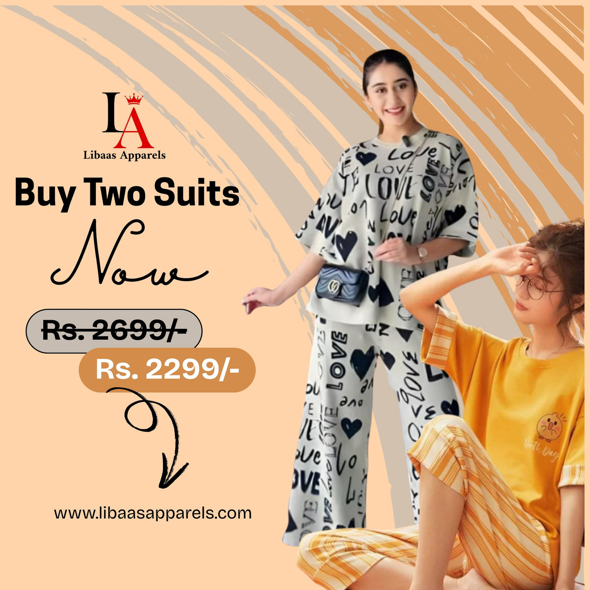 Pack Of Two Printed Pajama Night Suit Set 18