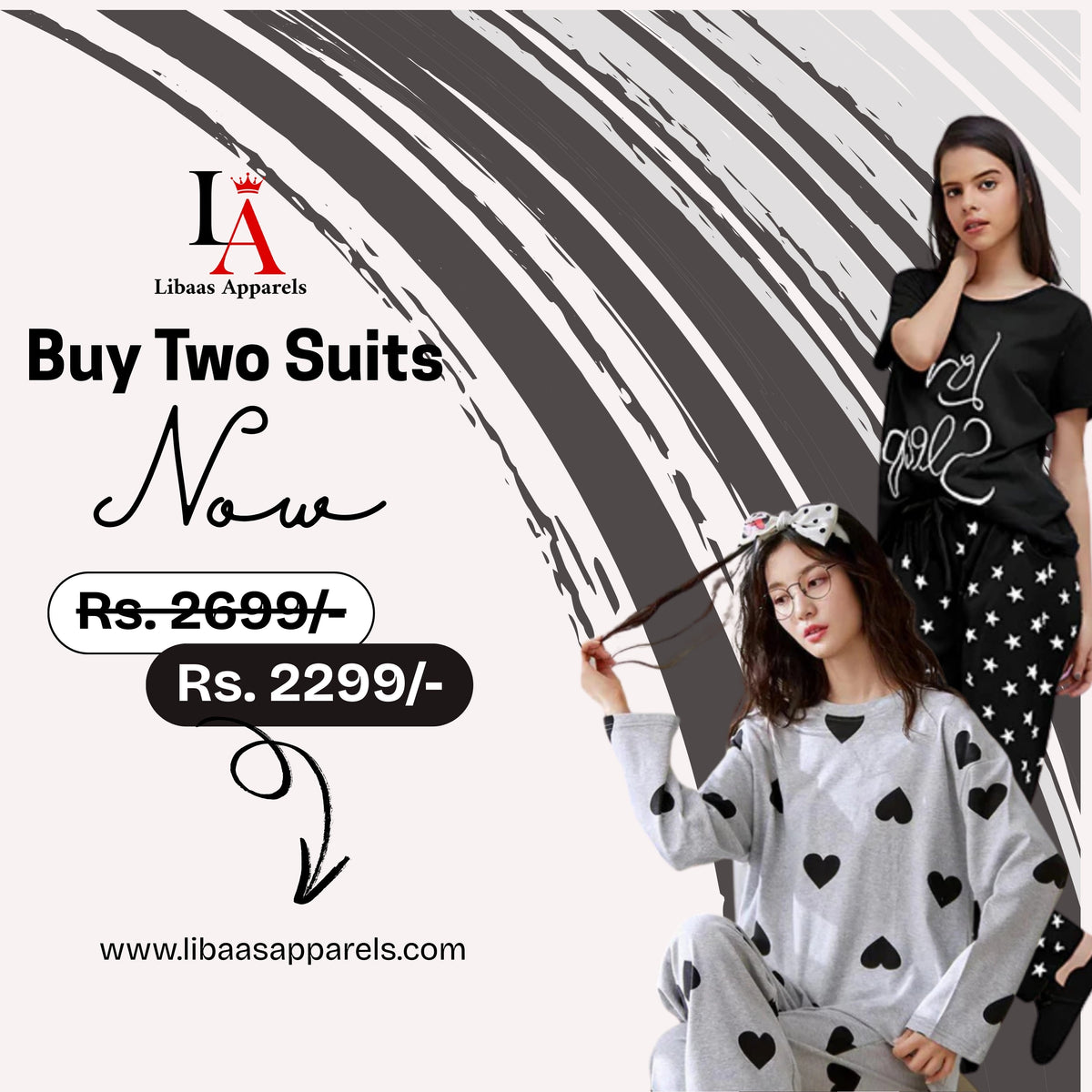 Pack Of Two Printed Pajama Night Suit Set 17