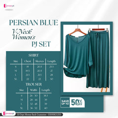 Persian Blue V-Neck Women's PJ Set