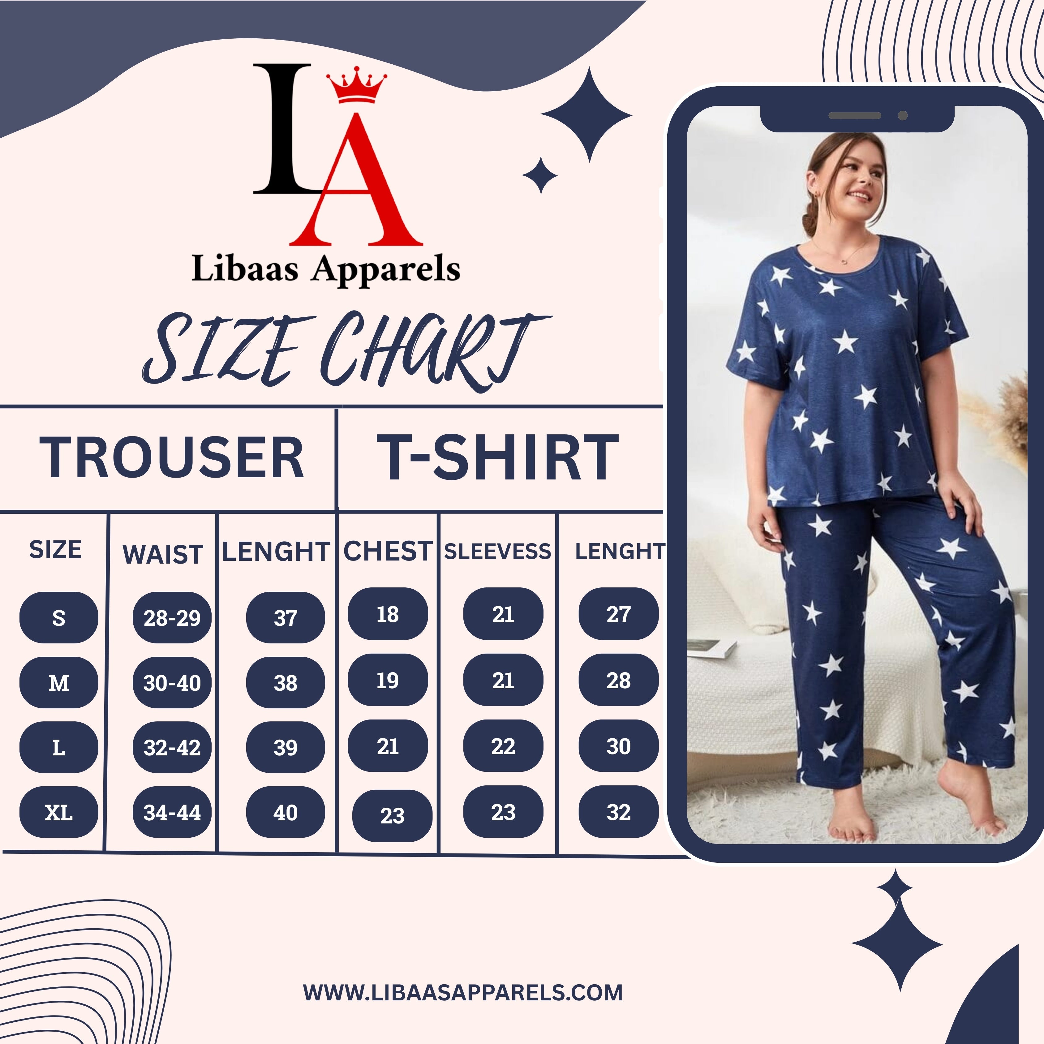 Blue Midnight Star Printed Night Suit