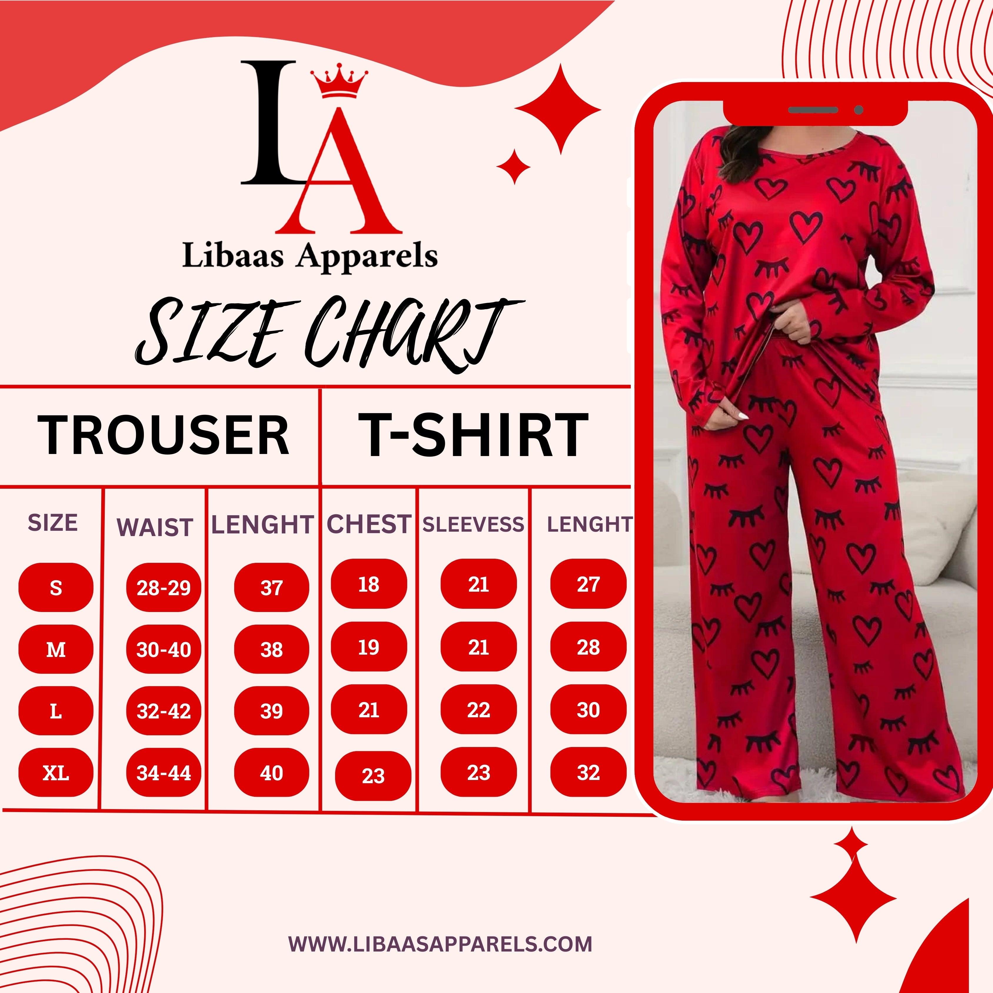 Red Sleepy Love Night Suit