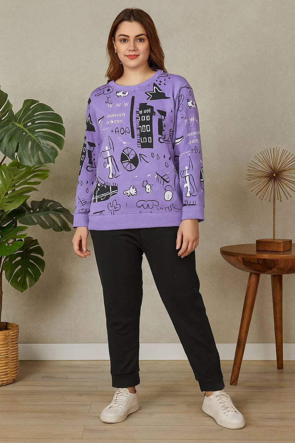 Winter Purple Multi Planets Co-Ord Set Night Suit