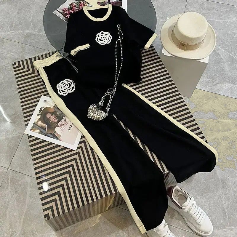 Black Flower Style Track Suit