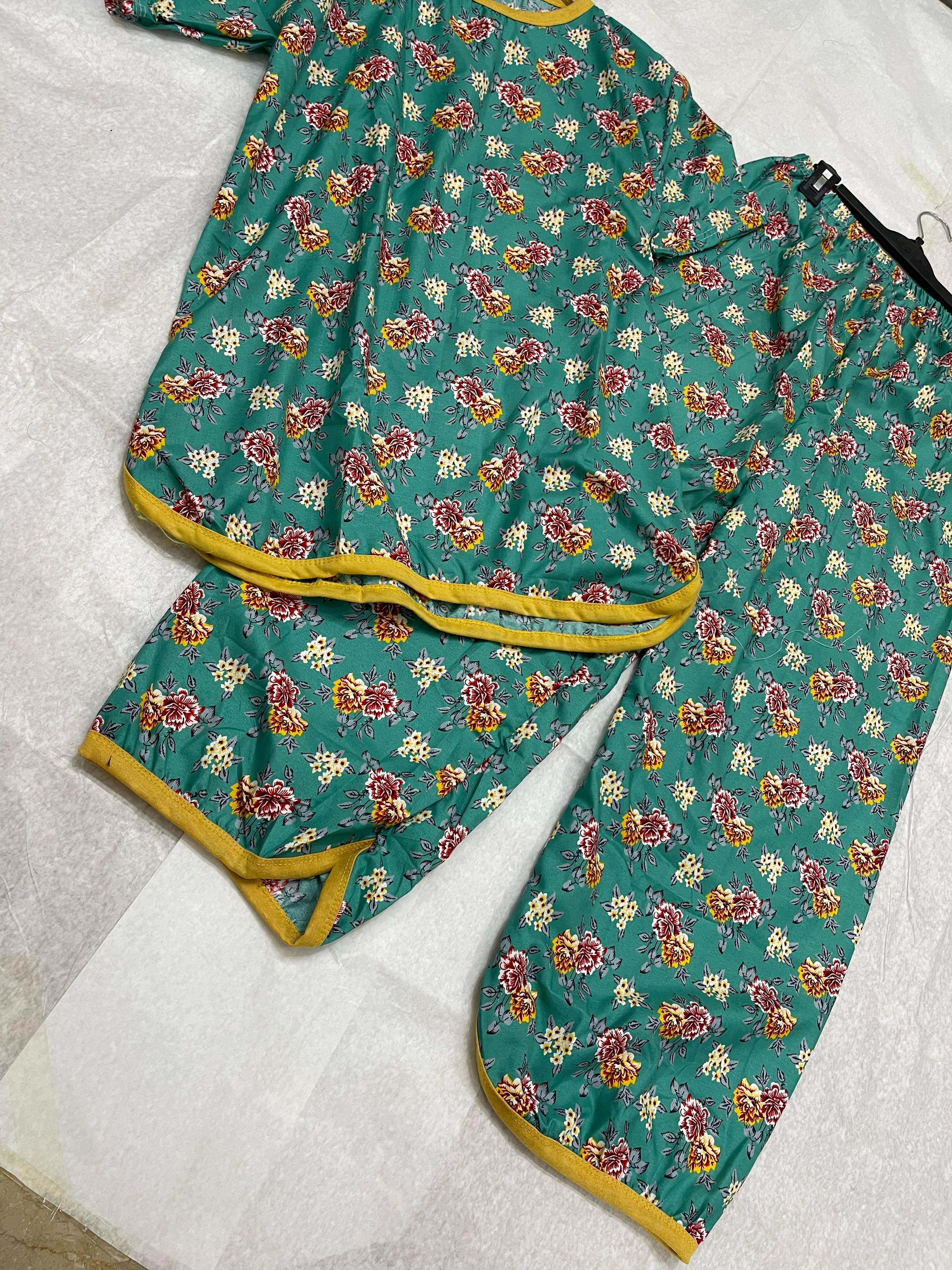 GOLDEN MINT BLOSSOM PRINTED SHIRT AND TROUSER