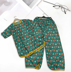 GOLDEN MINT BLOSSOM PRINTED SHIRT AND TROUSER