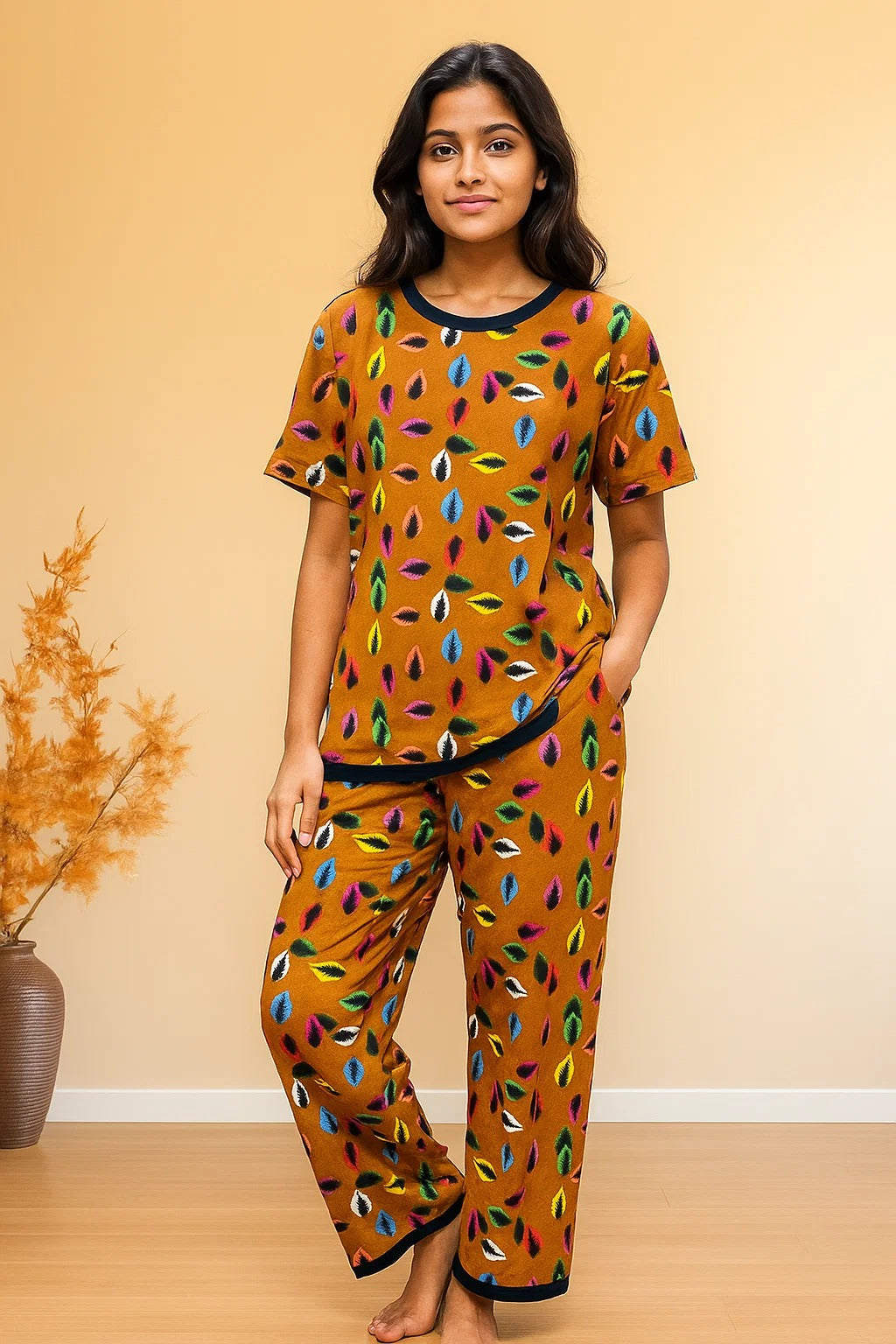 PAINTED LEAF PRINTED SHIRT AND TROUSER