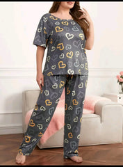 Multi Color Hearts on Gray Nightwear
