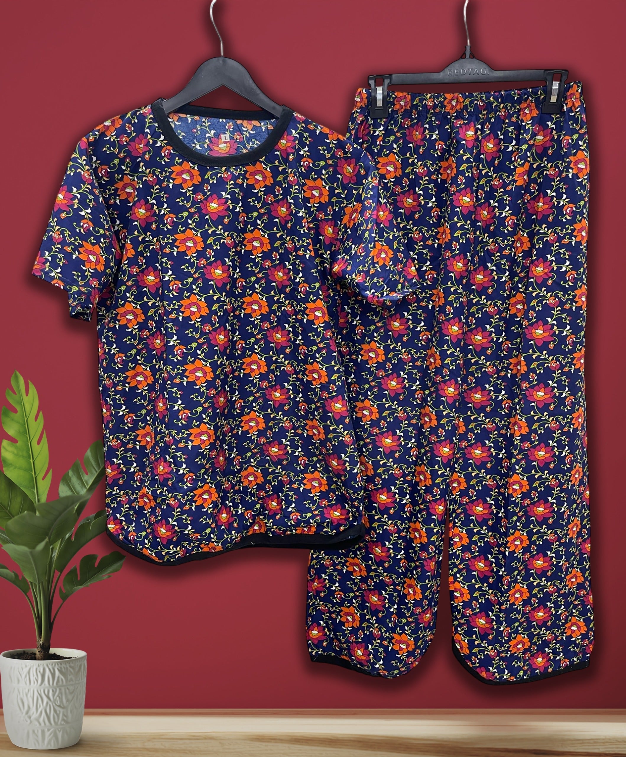 DEEP BLUE POPPY GARDEN PRINTED SHIRT AND TROUSER