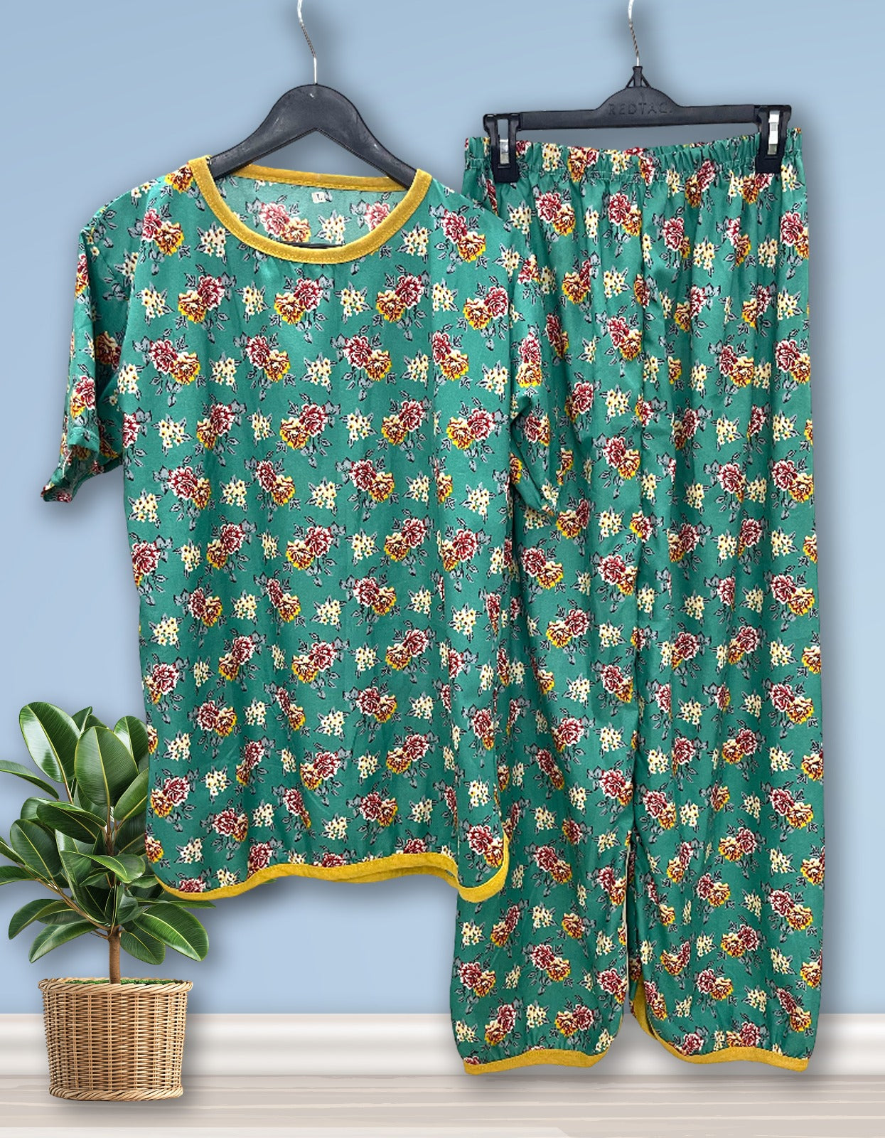 GOLDEN MINT BLOSSOM PRINTED SHIRT AND TROUSER