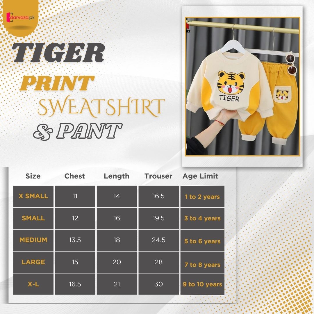 Tiger Printed Sweatshirt and Trouser for Kids